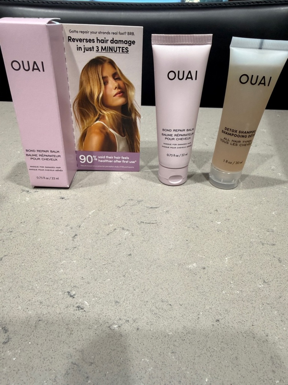 OUAI Pink Bond Repair Balm &  Detox Shampoo Travel Size